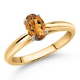 thumbnail image 2 of Gem Stone King 10K Yellow Gold Orange Red Madeira Citrine Solitaire Engagement Ring for Women (0.70 Cttw, Oval 7X5MM, Gemstone Birthstone, Size 8), 2 of 4