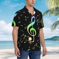 thumbnail image 3 of Balery Music Notes Camisas hawaianas de manga corta para hombre, camisas playeras de corte holgado, camisas de vacaciones con botones,XX-Large, 3 of 7