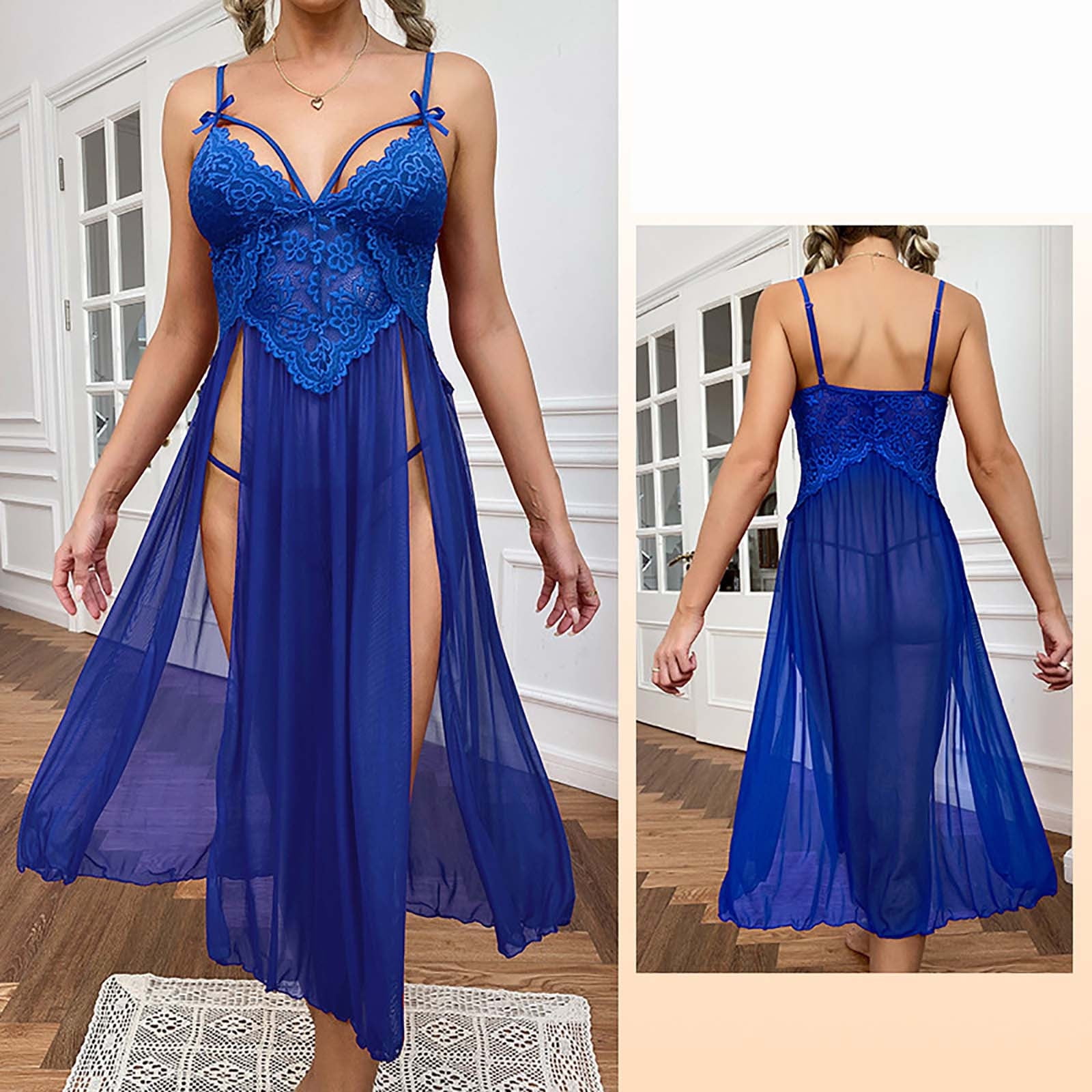 Nightgowns Women Sexy Lace Nightdress Lace Thin Section Deep V Beauty Back  Temptation Sling Sexy Nightdress Sexy Lingerie Y200425 s5Yf#