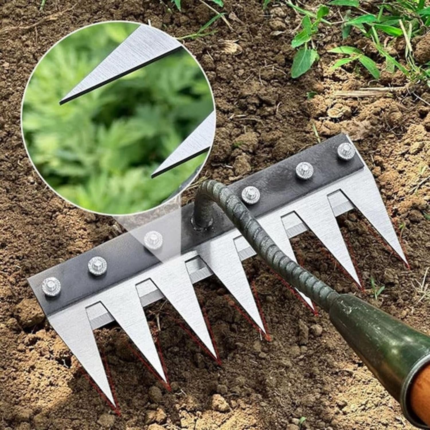Gardinea Iron Weeding Rakes, Gardenia Iron Weeding Rakes, Iron Rake for Gardening and Weeding, Ironrake 2.0 Upgraded 5/6/7/8 Teeth Heavy-Duty Ironrake for Gardening