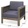 thumbnail image 5 of Wood Club Chair With - Gray, Brown. Water- Cushions. 27.5"w X 30.51"d 24.27"h. For Outdoor Patio & Garden. Assembly Required Mixed Gray + Brown Accents. , Water-. 24.27"h 30.51"d. Garden Chair., 5 of 7