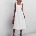 thumbnail image 1 of Vestido a media pierna de una línea para mujer Ropa de playa de verano de color sólido simple y chic Ygjytge M blanco para Mujer, 1 of 8