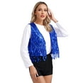 thumbnail image 2 of Haitryli Women's Sequin Fringe Vest Glitter Waistcoat Sleeveless Jackets Dance Top Royal Blue M, 2 of 7