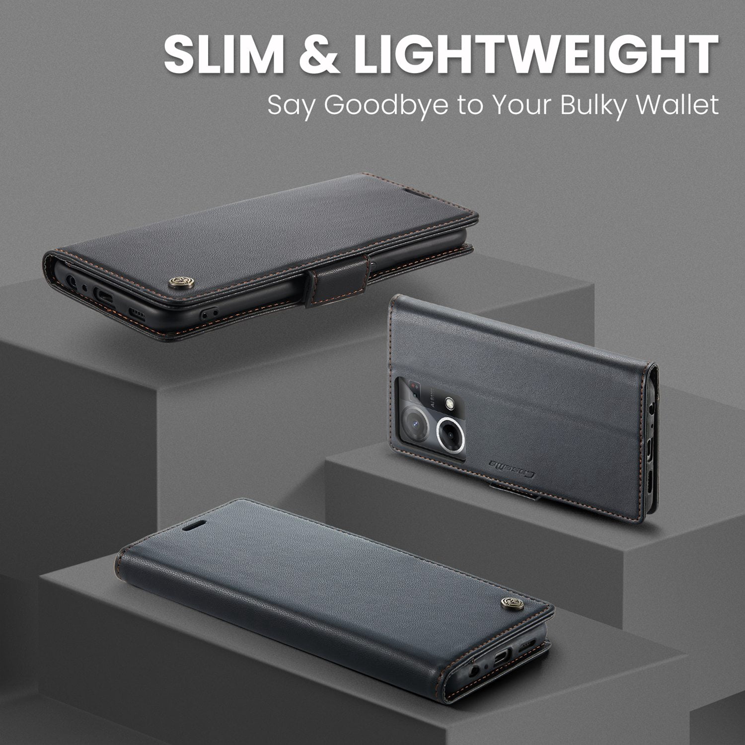 ETFAST Leather Phone Case Wallet With Card Holder Zipper For OPPO Reno 8 4G High Quality Leather Phone Case