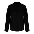 thumbnail image 4 of Hanen Long Sleeve Womens Tops Casual Women's Solid Color Double Pocket Shirt Button Long Sleeved Turndown Collar Top Athletic Sweatshirts for Women, 4 of 6