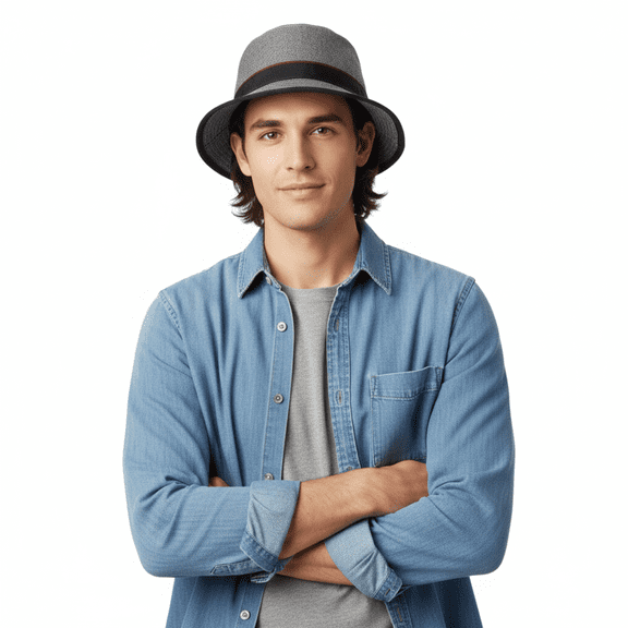 Dolce & Gabbana Men’s Grey Pure Cotton Bucket Hat with Bow Band-Adult M for mens