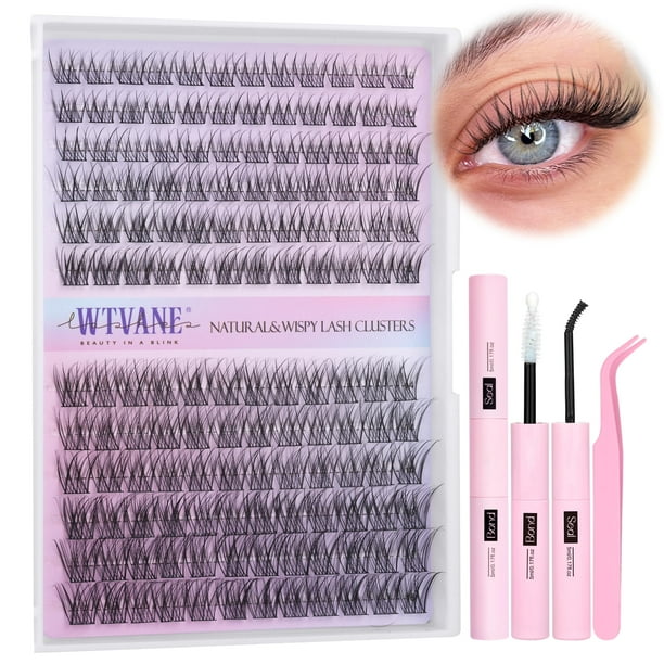 Kit de extensiones Eyelash Clusters wtvane Wispy Natural 144 piezas