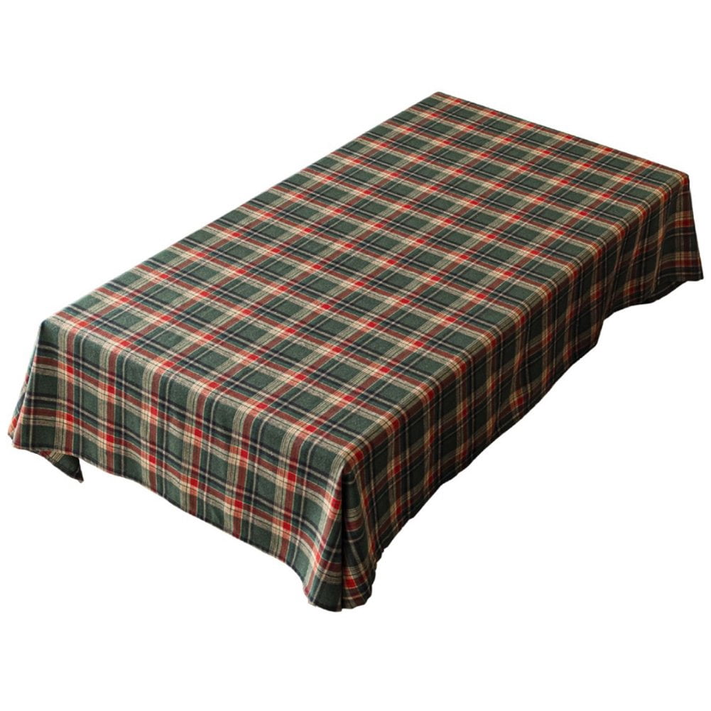 Christmas Tablecloth 60x84 Inch - Red Black Buffalo Plaid With Snowman Design, Reusable Polyester For Holiday Dining