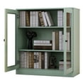 thumbnail image 2 of Palace Imports 100% Solid Wood 3-shelf Bookcase with Adjustable Shelves and Glass Doors, Sage, 2 of 5