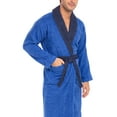 thumbnail image 6 of Notus Shawl Collar Bathrobe for Men Soft Spa Nightgowns 100% Cotton Terry robes for Women - Towel Bathrobe Unisex Terry Cloth Bathrobe, Soft Shower Spa Robe Navy Collar Blue S, 6 of 7