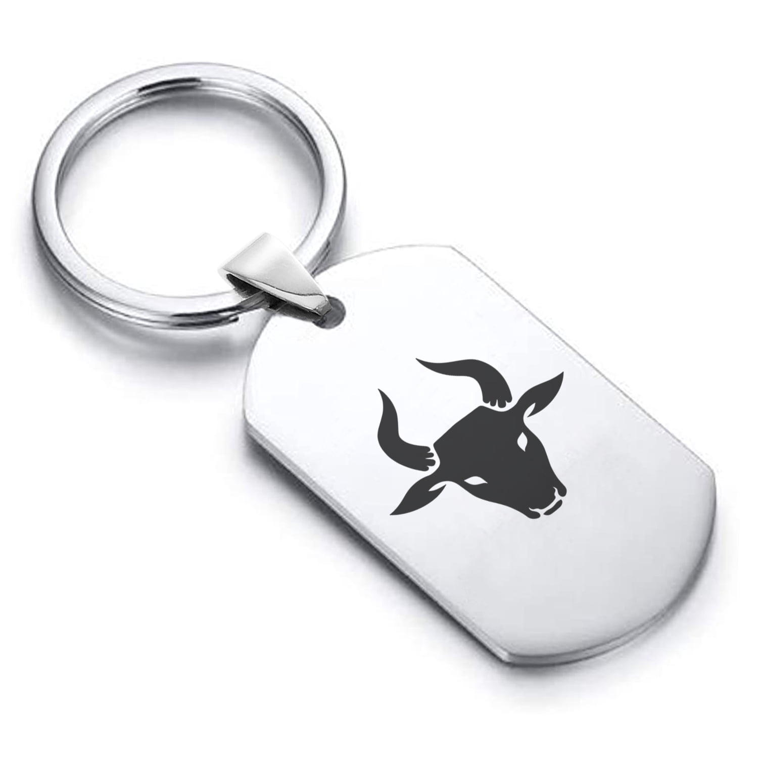 Ox Key Ring Stainless Steel Year of the Ox Zodiac Dog Tag Keychain Circle Ring ...