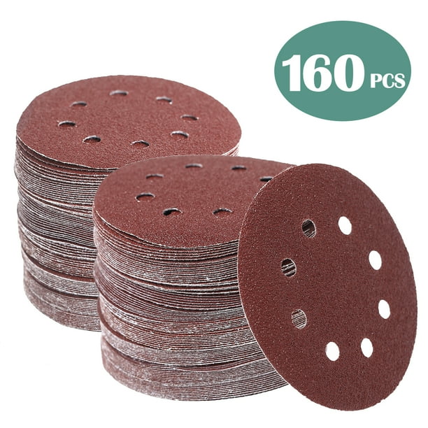 160 Pcs 5 Inch Sanding Discs Hook and Loop Orbital Sander Sandpaper 40