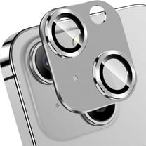 Dteck for iPhone 15 Plus Camera Lens Protector, Case-Friendly Strong Adsorption Metal Tempered Glass Rear Camera Protector,Silver