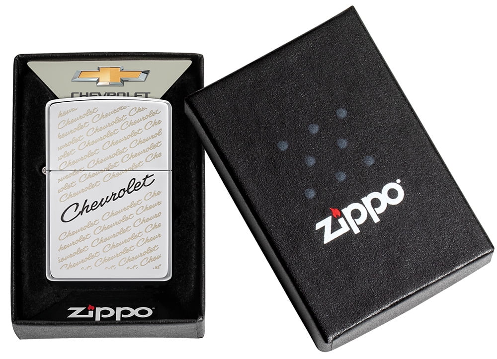 Zippo Chevrolet Script Logo High Polish Chrome Pocket Lighter