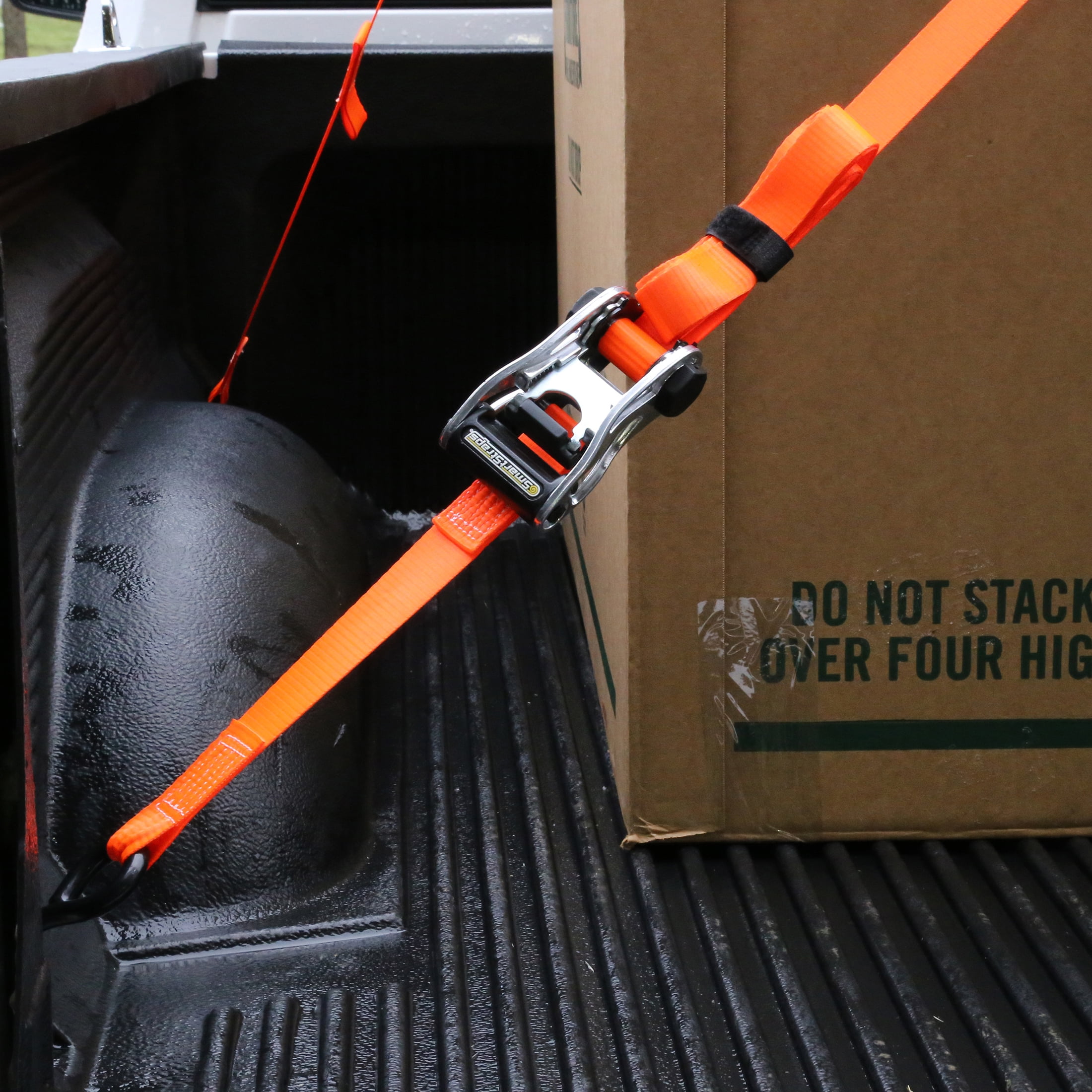(2 pack) SmartStraps CarbonX Heavy Duty Ratchet Tie Down Straps, 1-1/4" x 14 ft, 1,000 lb Safe Work Load, 3,000 lb Break Strength, Orange, 2-Pack