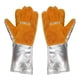 thumbnail image 2 of Guantes largos de aluminio con protección contra la radiación, resistentes al calor y a altas temperaturas, ideales para trabajos de soldadura con calderas de fusión y fuego. Guantes de cinco dedos re, 2 of 3