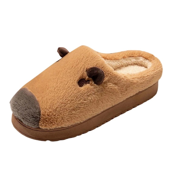 Wovix Capybara Slippers Cute Fuzzy Slippers for Women Plush Thermal Slippers Funny Novelty Soft Gift Winter House Shoes Bedroom Dormitory Brown 37