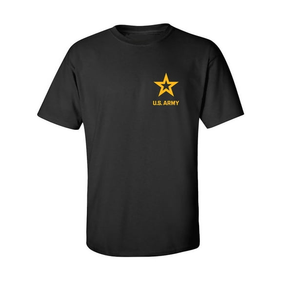 US Army Star Gold Ink Left Chest Adult Short Sleeve T-shirt