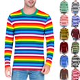 thumbnail image 6 of Men's striped neck long-sleeved T-shirt, basic casual top, 6 of 9