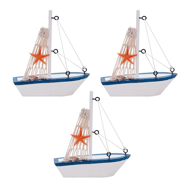 3PCS Desktop Ornament Creative Sailing Boat Shape Table Ornament Home Decoration