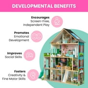 Delta Children Deluxe Maui Dollhouse with 50 Accessories - Large Wooden 4-Story Dollhouse with 12 Rooms - Working Elevator, Slide, Lights/Sounds - Fits 12-inch Dolls - Pretend Play Gift for Ages 3+