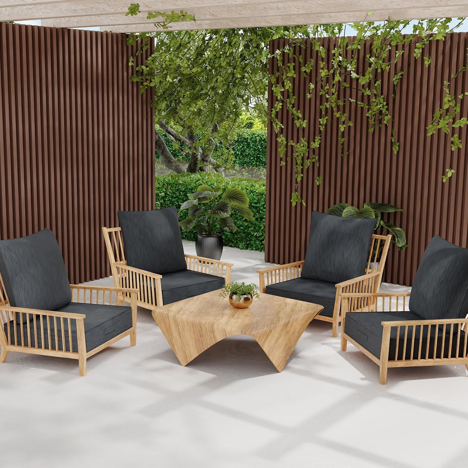 23''x 26''x 6'' 1PCS Outdoor Olefin Water-Resistant Deep Seat Cushion Set,  Weather and Fade Resistant Patio Furniture Seat Cushion, Thickened Sofa Chair Pad with Straps for Lawn, Garden