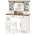 thumbnail image 1 of Costway Farmhouse Vanity Desk with Sliding Mirror Makeup Vanity Table with 3 Lighting Modes, 1 of 10
