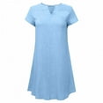 thumbnail image 2 of TIMIFIS Robe Mini Décontractée à Manches Courtes Col en V pour Femmes, Couleur Unie, Vacances Chaudes, 2 of 6