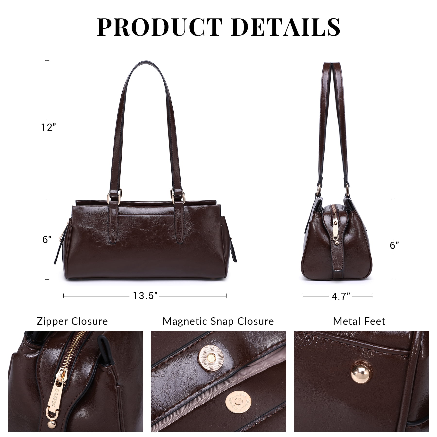 Dasein Hobo Bags for Women Soft Vegan Leather Shoulder Handbags Purses with 3 Compartments, Multi Pockets