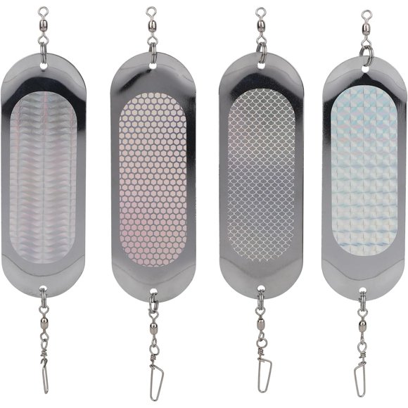4 Pcs Clignotants de Traîne, Leurres de Pêche Spinnerbait Réfléchissants Clignotants de Traîne pour Saumon Rotatifs à 360° Clignotants de Truite Indispensables pour les Passionnés de Pêche
