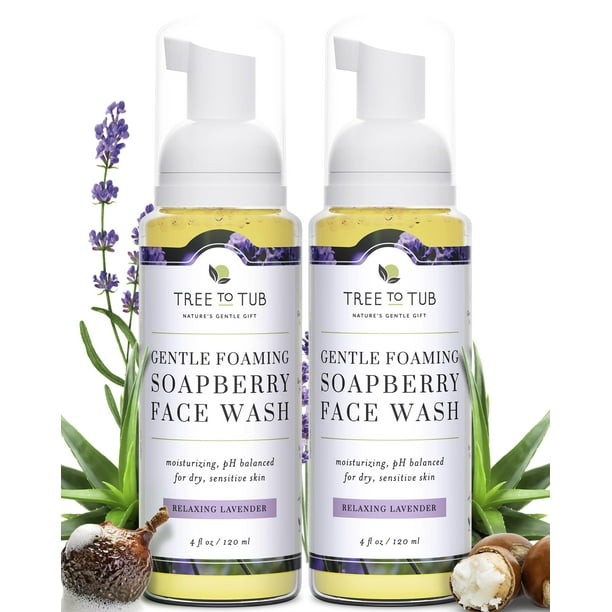 Limpiador facial de árbol a tina para piel sensible con aloe vera y lavanda