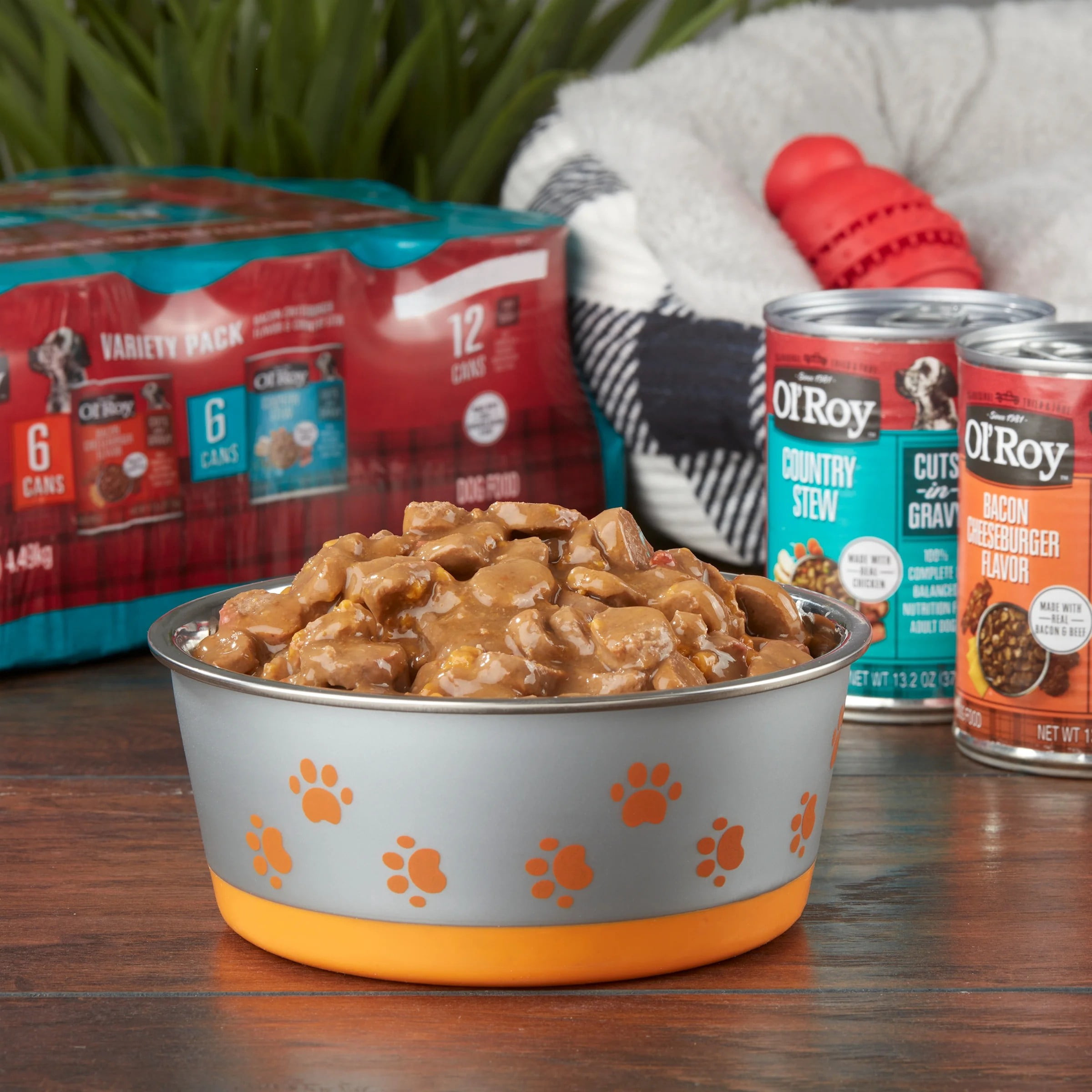 (6 pack) Ol' Roy Bacon Cheeseburger and Country Stew Cuts in Gravy Wet Dog Food Variety Pack, 13.2 oz Cans, 12 Pack