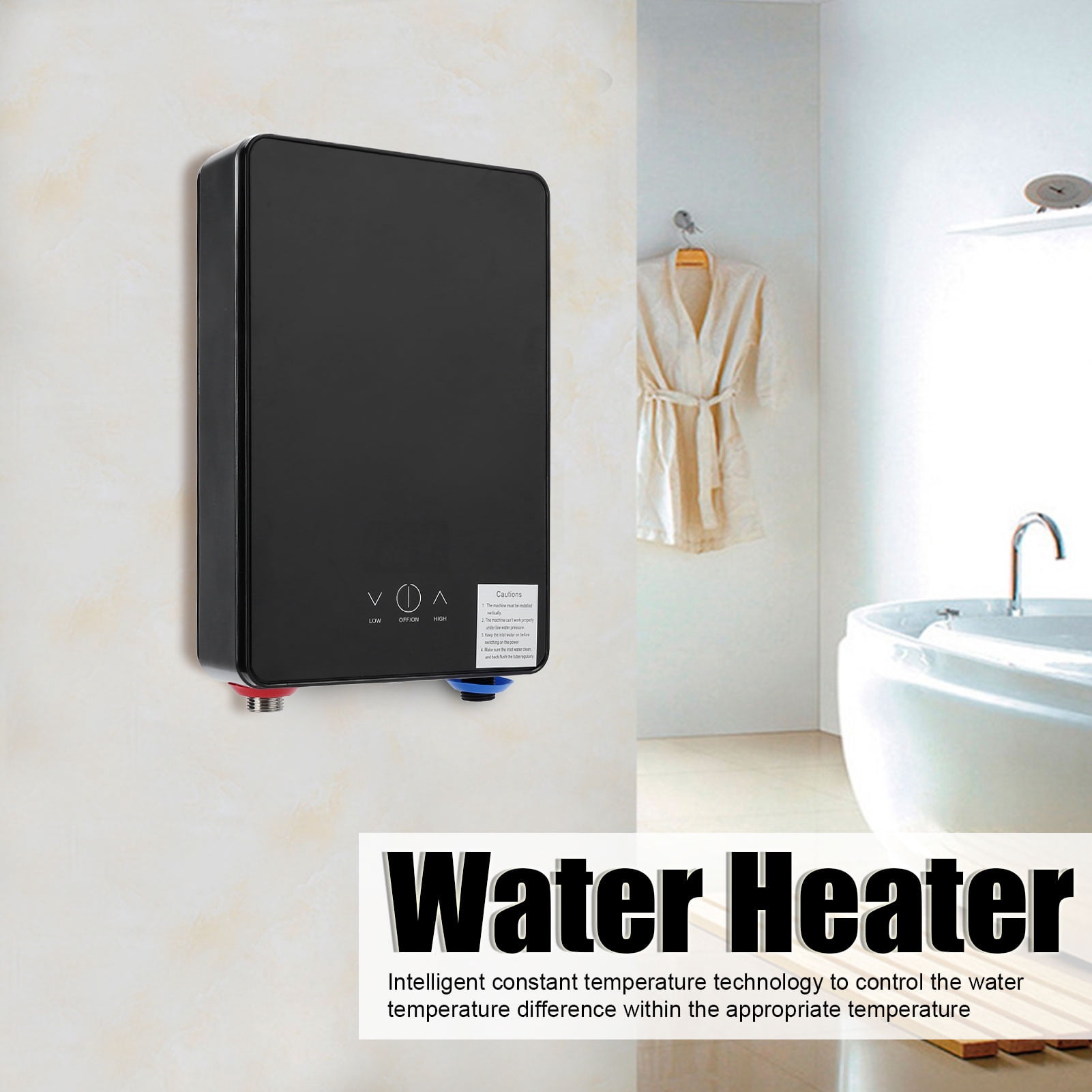 4500W Tankless Water Heater, Electric Instant Water Heater Dual Inlet Hot And Cold High-definition LCD Display For Shower Kitchen Bathtub Bathroom