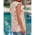 thumbnail image 6 of BTFBM Womens Tops Dressy Casual Spring Summer Shirts Boho Floral V Neck Ruffle Cap Sleeve Business Work Blouses, 6 of 9