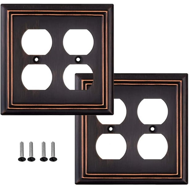 Sleeklighting 2 Pack Beveled Oil Rubbed Bronze Outlet Covers 2 Gang