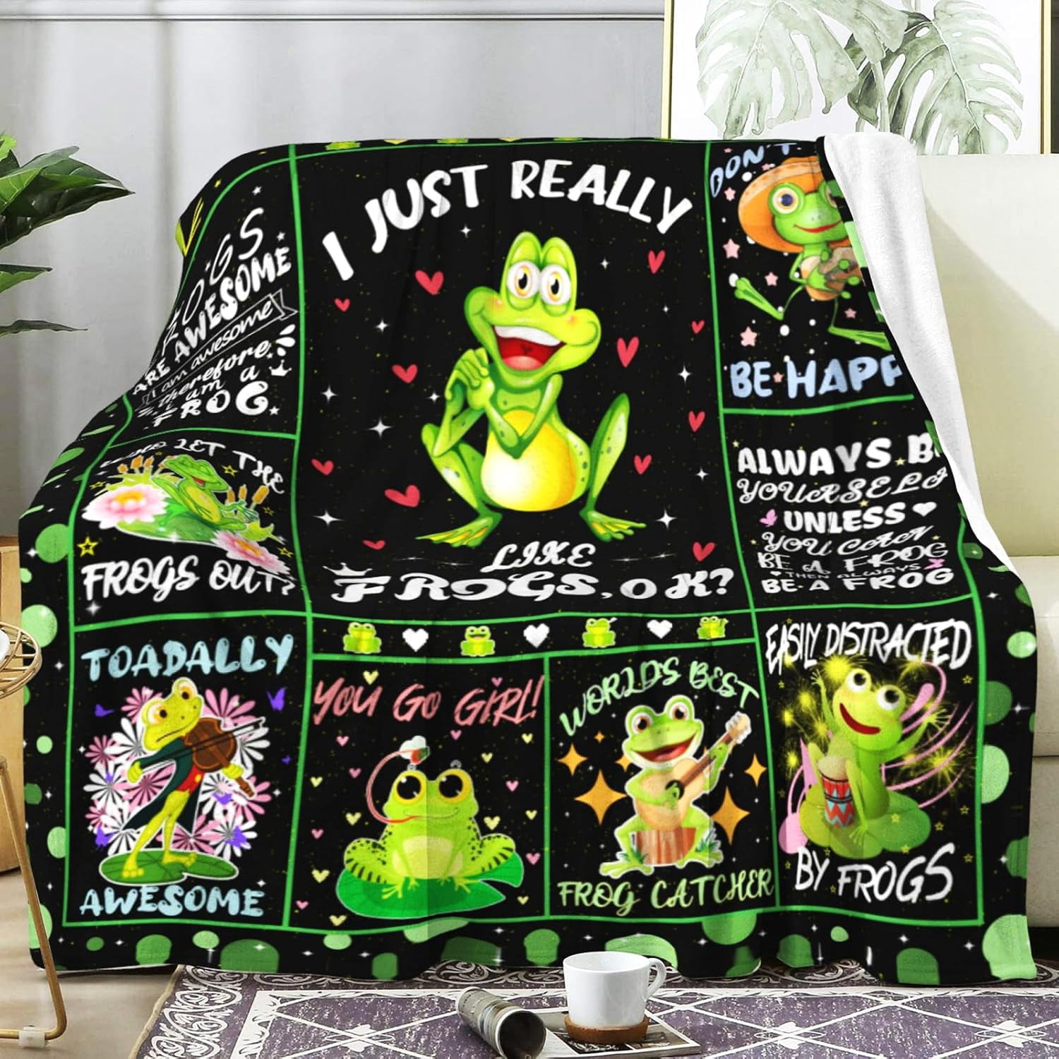 Funny Frogs Blanket Gifts for Women,Soft Cozy Flannel Anime Cute Frogs Throw Blankets Funny Frog Bed Sofa Couch Birthday Gifts for Adults Frog Lovers Women Girls 80"x60"