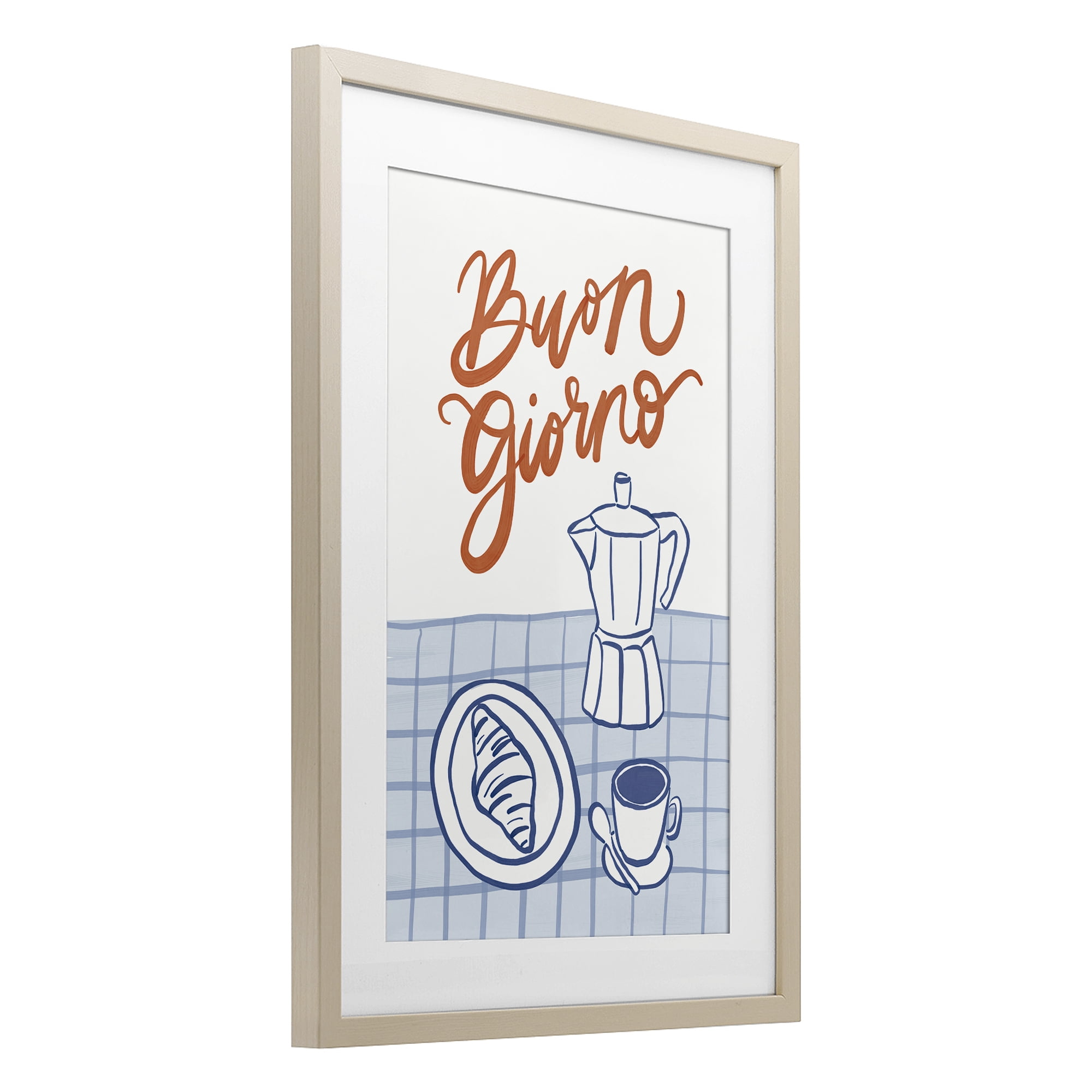 Stupell Industries Buon Giorno Breakfast Espresso Birch Framed Print Under Glass, design by Amanda Houston