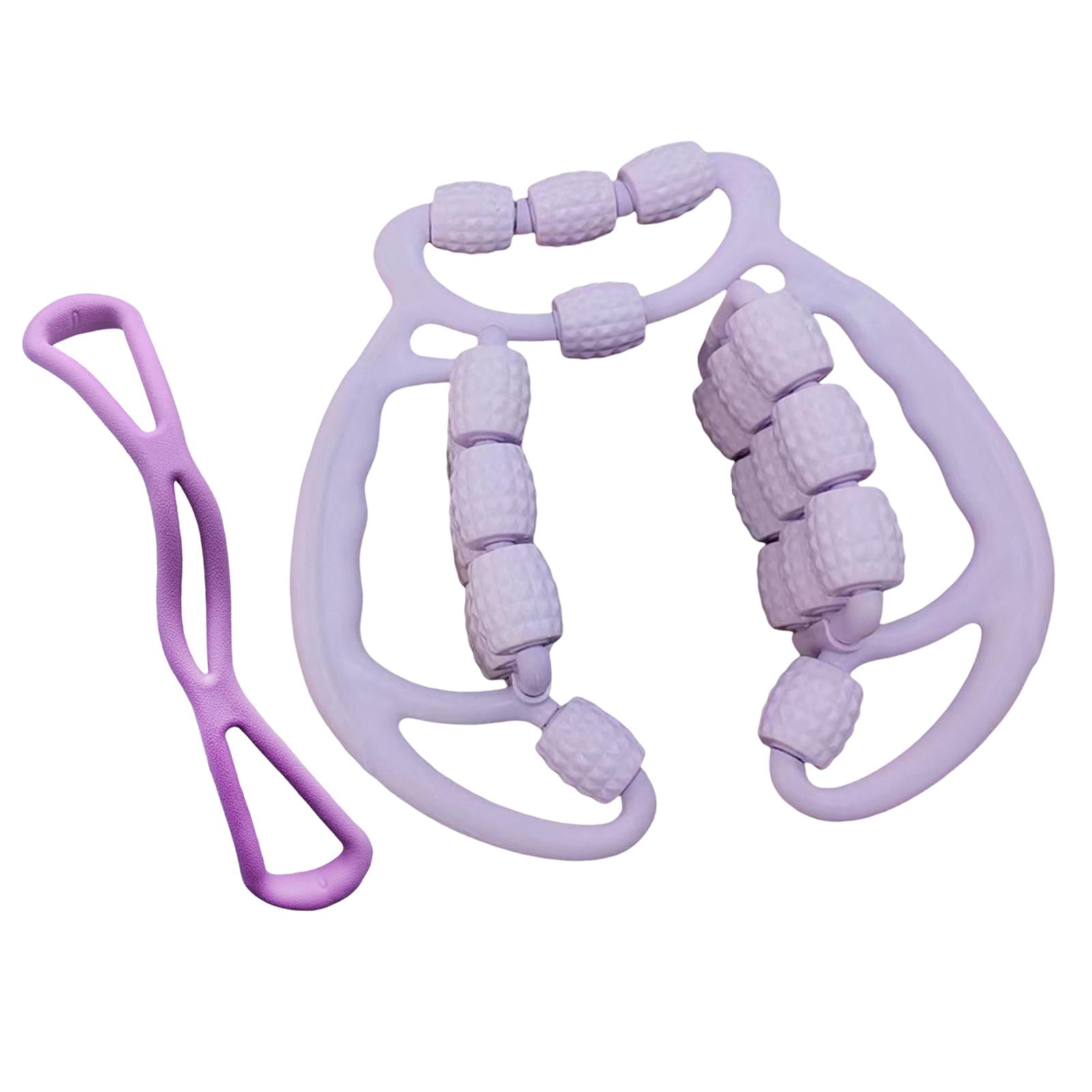 funtasica 24 Wheels Relax Roller Sturdy Circular Leg Clamps Muscle Relaxer Leg Roller Massage Tool for Fitness Exercise Shoulder Purple