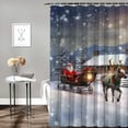 thumbnail image 2 of Fenyluxe Sleigh Reindeers Snow Print Shower Curtain, Modern Bathroom Decor with Hooks, Christmas Home Bathtubs Bathroom Curtain Decoration 60x72, 2 of 7