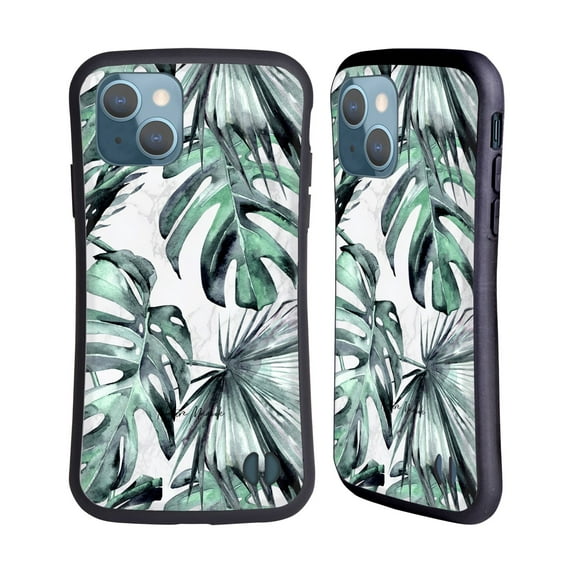 Head Case Designs Officially Licensed Nature Magick Tropical Palm Leaves On Marble Turquoise Green Island Hybrid Case Compatible with Apple iPhone 13