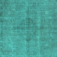 thumbnail image 1 of Ahgly Company Indoor Square Oriental Turquoise Blue Industrial Area Rugs, 7' Square, 1 of 4