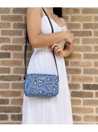 Kate Spade Rosie Cherry Embroidered Denim Flap Camera Bag Crossbody Blue  Multi