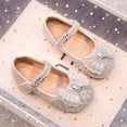 thumbnail image 6 of RotHome Girls Dress Shoes Mary Jane Flats Glitter Low Heels Flower Wedding Party Toddler Little Girl Footwear with Princess Style Bowknot Design, 6 of 9