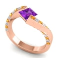 thumbnail image 2 of Diamond-Capitals 1.25 Carat Unique Princess Cut Amethyst & Citrine Gemstone Wedding Ring for Fiancee 18K Rose Gold Size 4, 2 of 8
