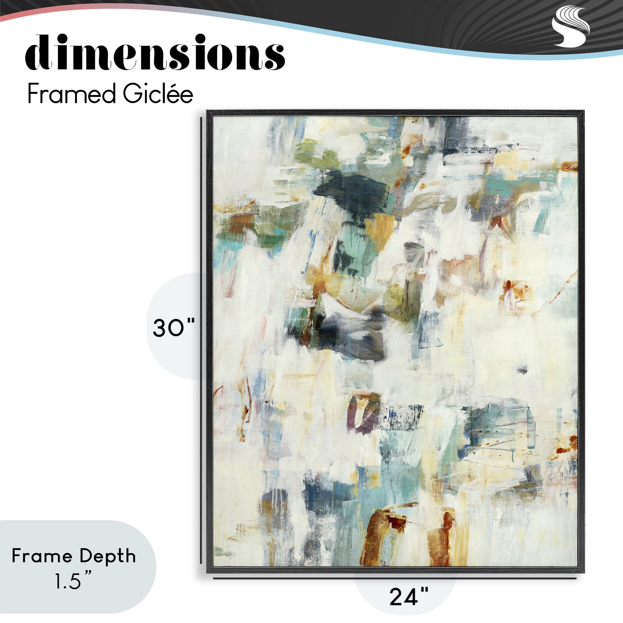 Stupell Industries Expressive Chaos Layers Black Framed Giclee Art, design by Lisa Ridgers