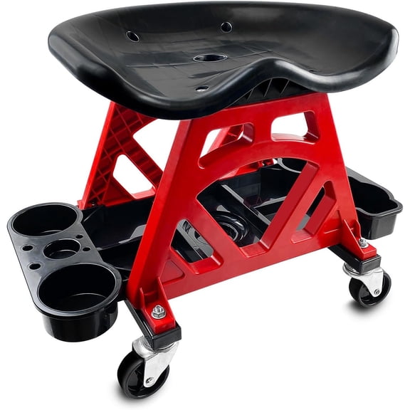 Durable Mechanic Seat with Wheels - Heavy Duty Rolling Stool  Detailing Creeper Seat with Tool Tray for Workshop, Auto Repair Shop and