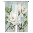 thumbnail image 3 of Botanical Flowers Sheer Curtains 63 Inches Length 2 Panels Set, Window Sheer Curtains for Living Room/Bedroom, Country Magnolia Leaves Branches Light Filtering Rod Pocket Curtain 52'' x 63'' x 2, 3 of 7