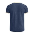 thumbnail image 5 of Mens Summer Casual Linen T Shirts Solid Color Crewneck Tees Short Sleeve Pullover Lightweight Daily Tops Dark Blue M, 5 of 5