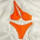 thumbnail image 5 of Traje de baño para mujer, bikini de dos piezas con hombros descubiertos y soporte de acero, color liso, trajes de baño para mujer, conjuntos de bikini para mujer, trajes de baño de bikini para mujer, 5 of 5