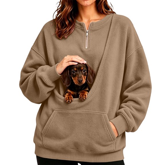 Dweltoz Pet Pouch Hoodie Oversized Cat Dog Pouch Sweatshirt Comfy Pet Carrier Pullover Long Sleeve Large Kangaroo Pouch Hooded Sweatshirts Animal Holder Hoodies,Black L